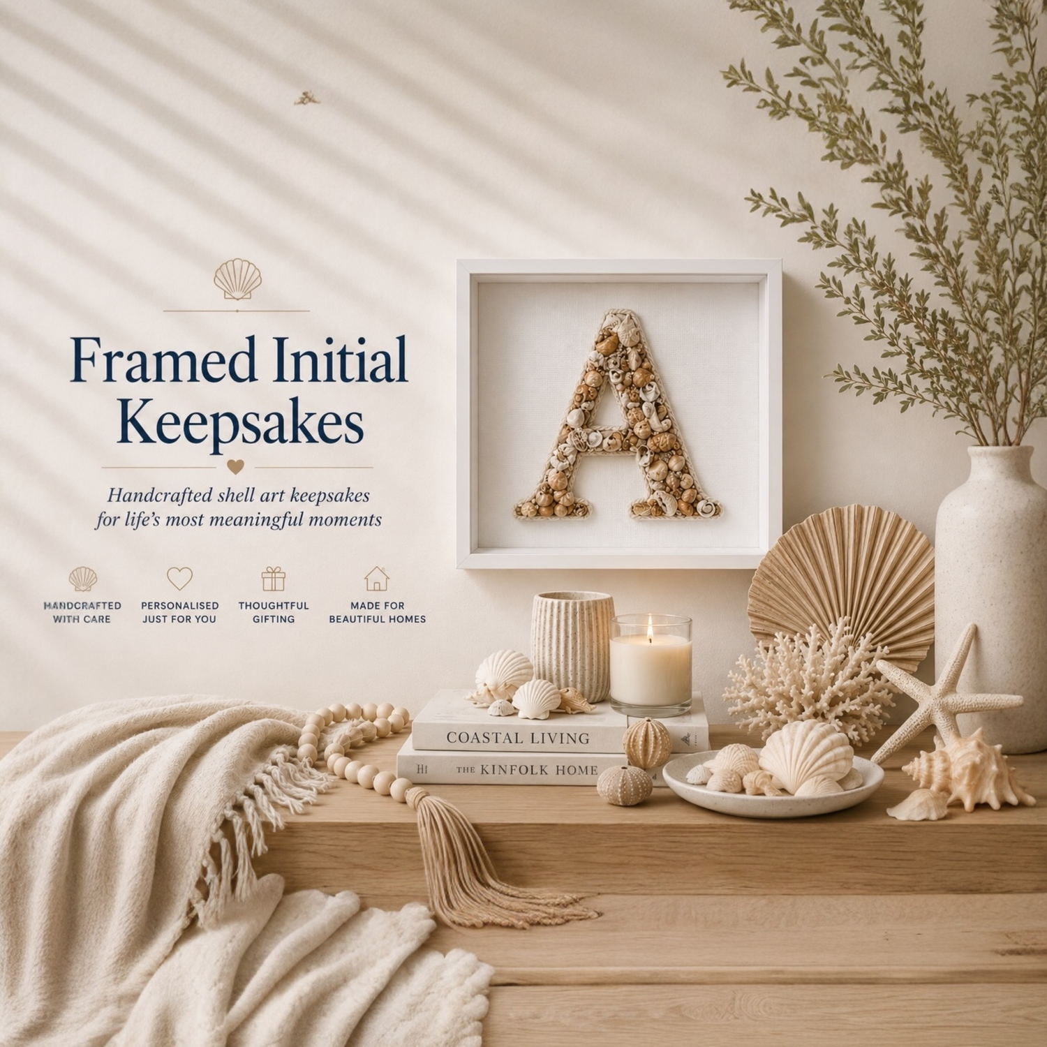 Shellart initial keepsakes - framed