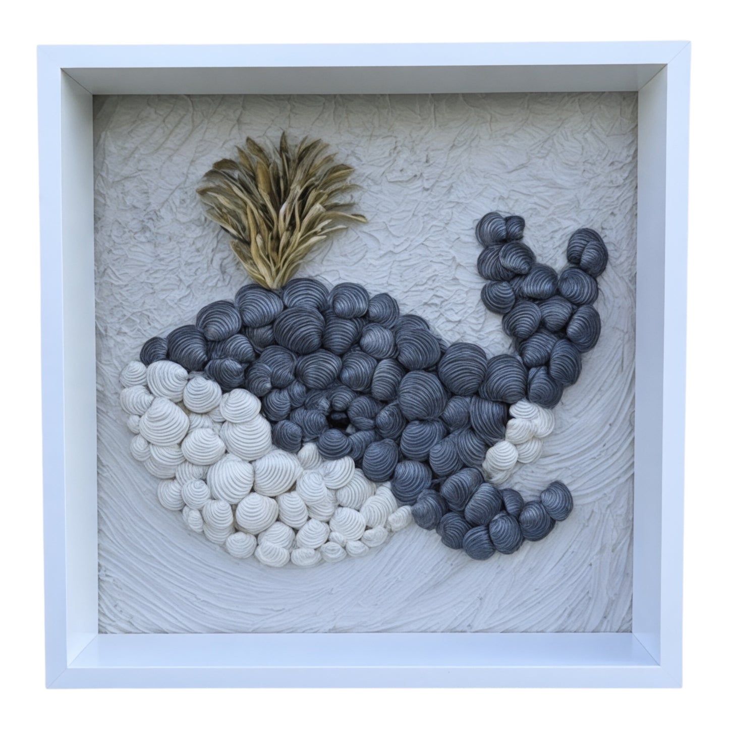 Handmade Coastal Shell Whale Wall Art – Framed Seashell children’s Keepsake bedroom decor 