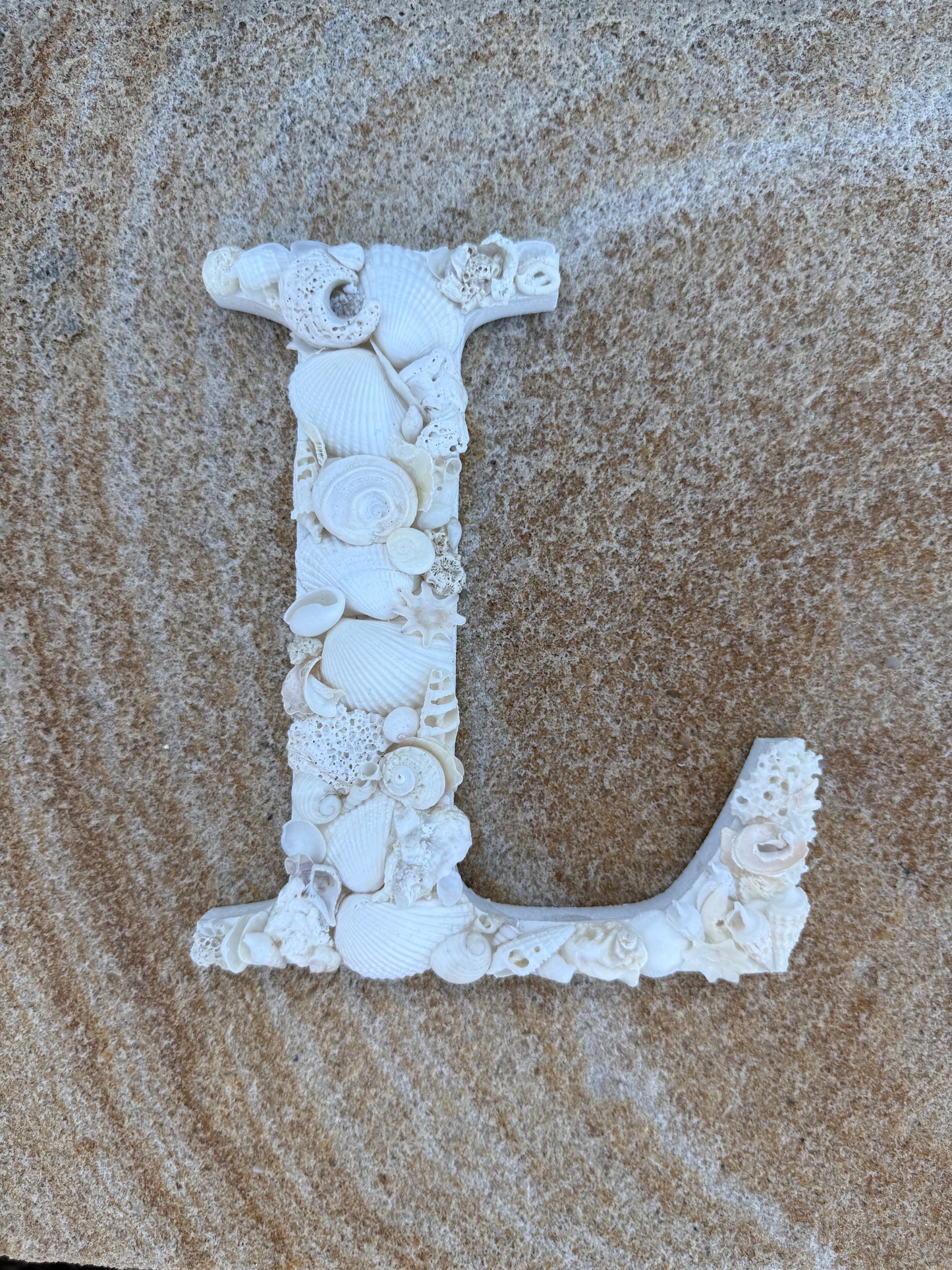 Shell wall art hanging initial letter personalised keepsake