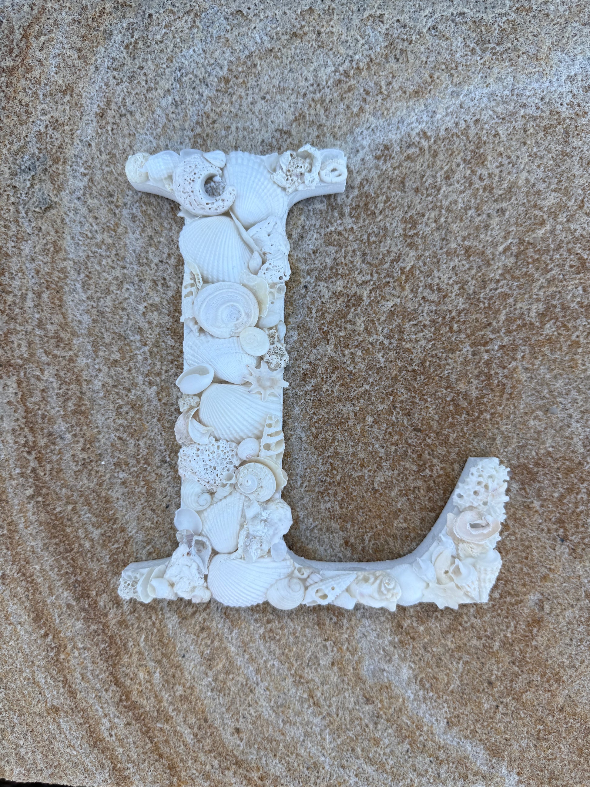 Shell wall art hanging initial letter personalised keepsake